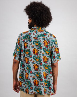 Old School Tattoo Aloha Shirt Mist