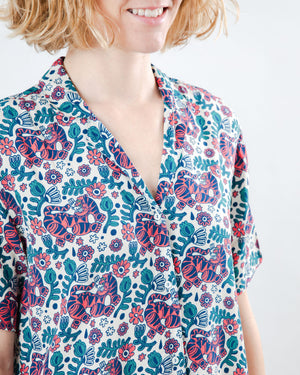Asis Percales Tigris Aloha Blouse Ecru