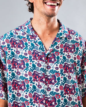 Asis Percales Tigris Aloha Shirt Ecru