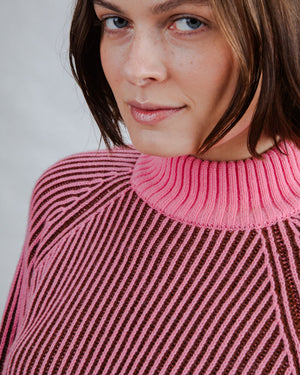 Bicolor Wool Cropped Sweater Pink