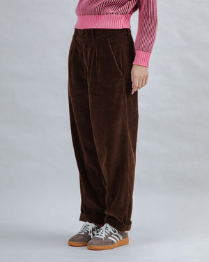 Corduroy Pleated Pants Chocolate