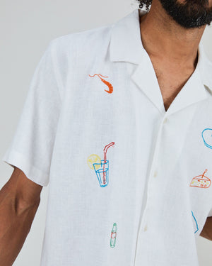 Chiringuito Embroidery Aloha Shirt White