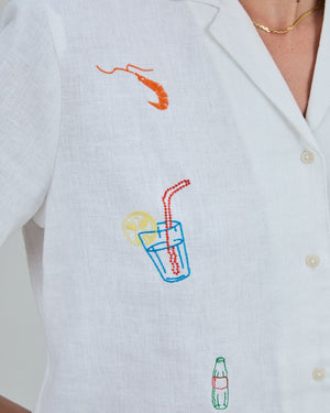 Chiringuito embroidery Aloha Blouse White