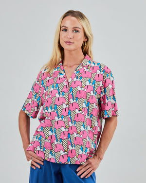 Peanuts Gelato Aloha Blouse Blue