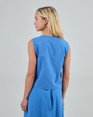 Checks Button Up Blouse Blue