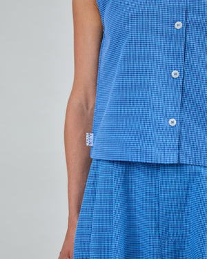 Checks Button Up Blouse Blue