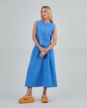 Checks Button Up Blouse Blue