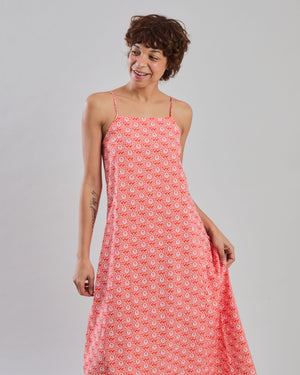 Asis Percales Daisy Strappy Straight Dress Red
