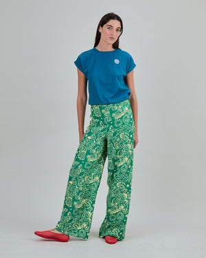 Asis Percales Crocodylus Wide Leg Pants Green