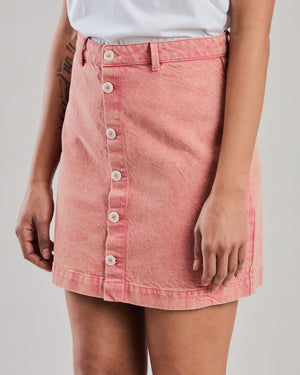 Washed Denim Mini Skirt Pink