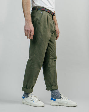 Pleated Chino Pants Olive