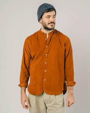 Babycord Japanese Mao Cotton Shirt Burnt Orange