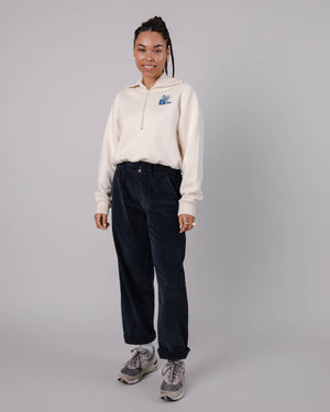 Corduroy Pleated Pants Navy