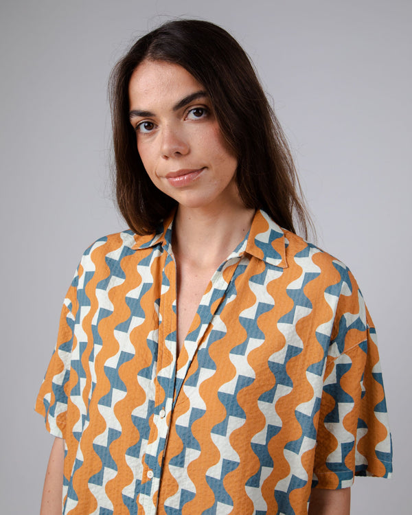 Brava fabrics Blusa Cropped Big Tiles Ocre Rebajas de fábrica | Ropa