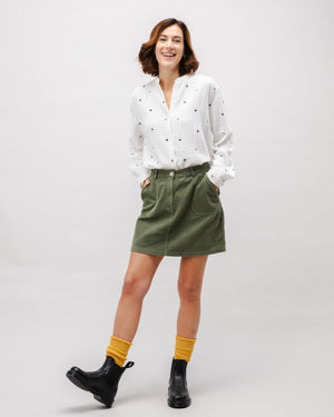 Corduroy Short Skirt Stone Green