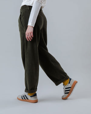 Corduroy Pleated Pants Stone Green