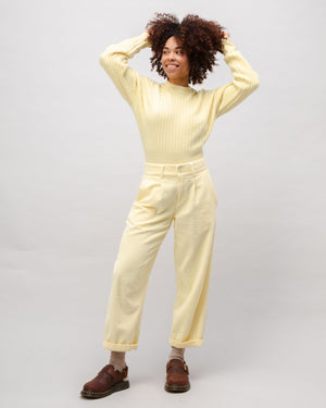 Corduroy Pleated Pants Pale Banana