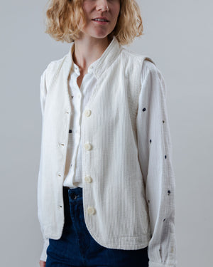 Corduroy Pleated Vest Ecru