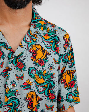 Old School Tattoo Aloha Shirt Mist