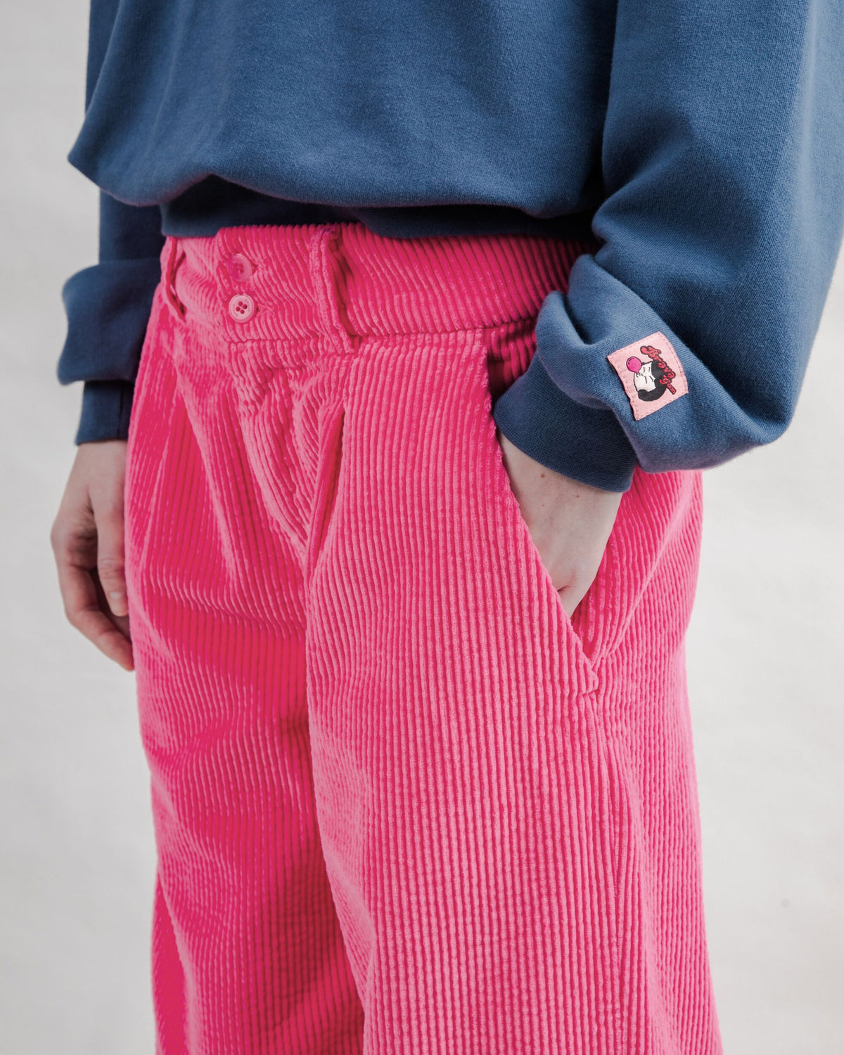 Corduroy Pleated Pants Pink