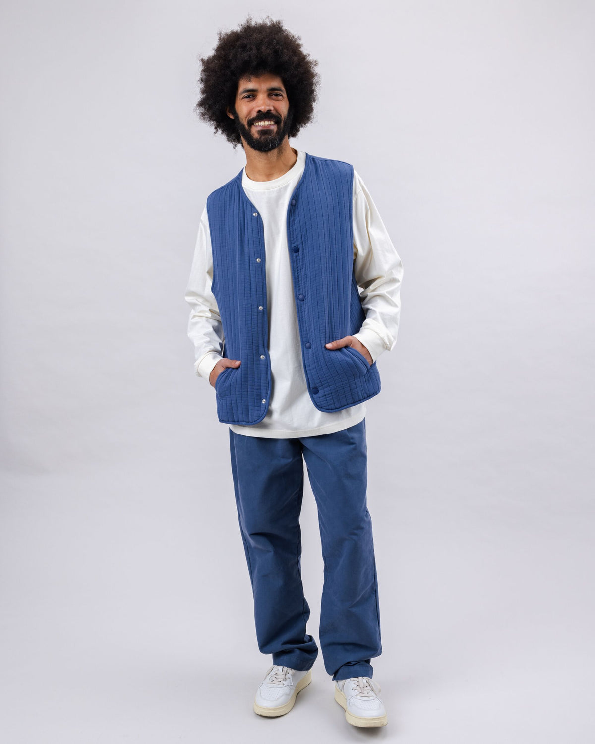 Quilt Vest Man Indigo