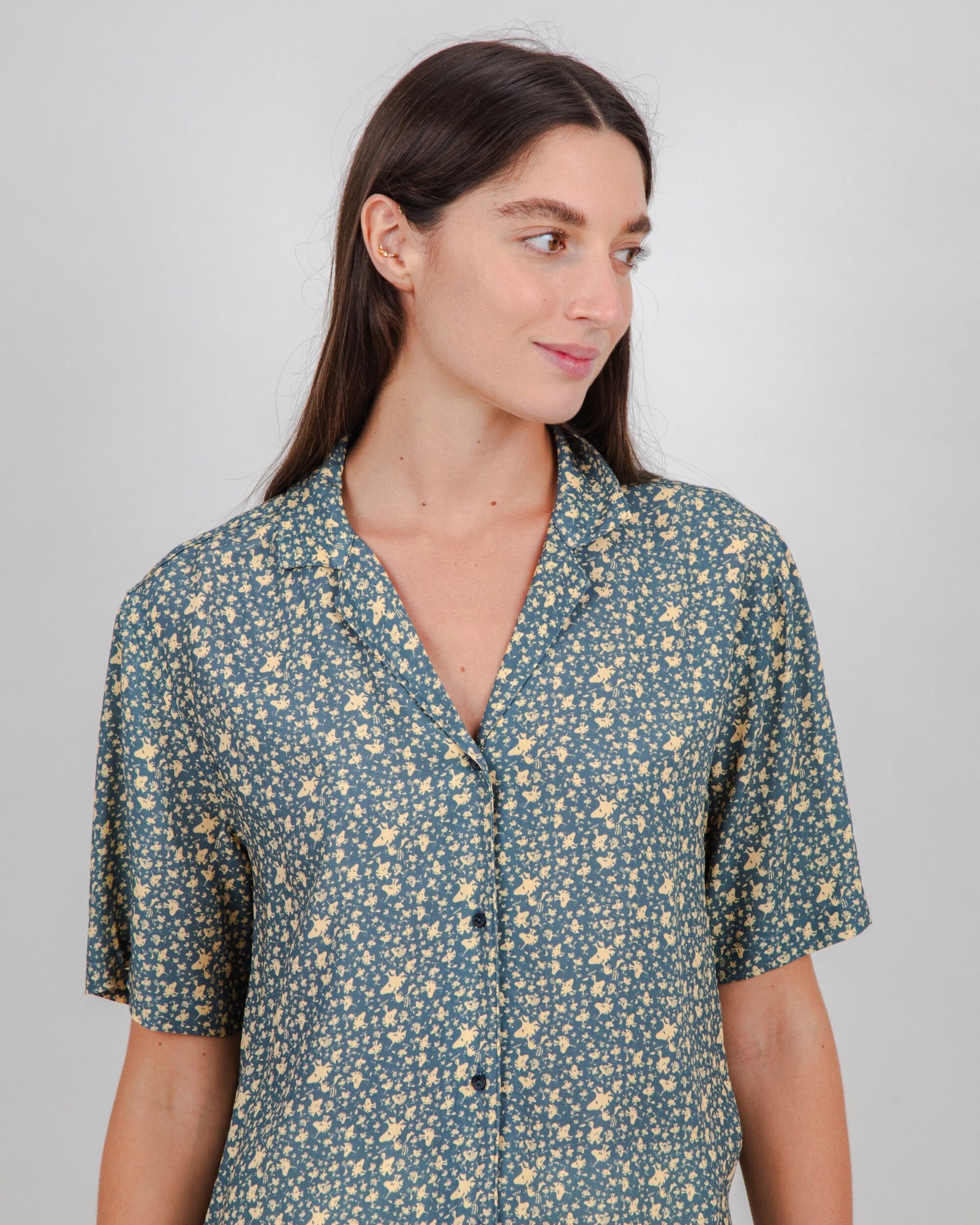 Peanuts Woodstock Aloha Blouse Navy