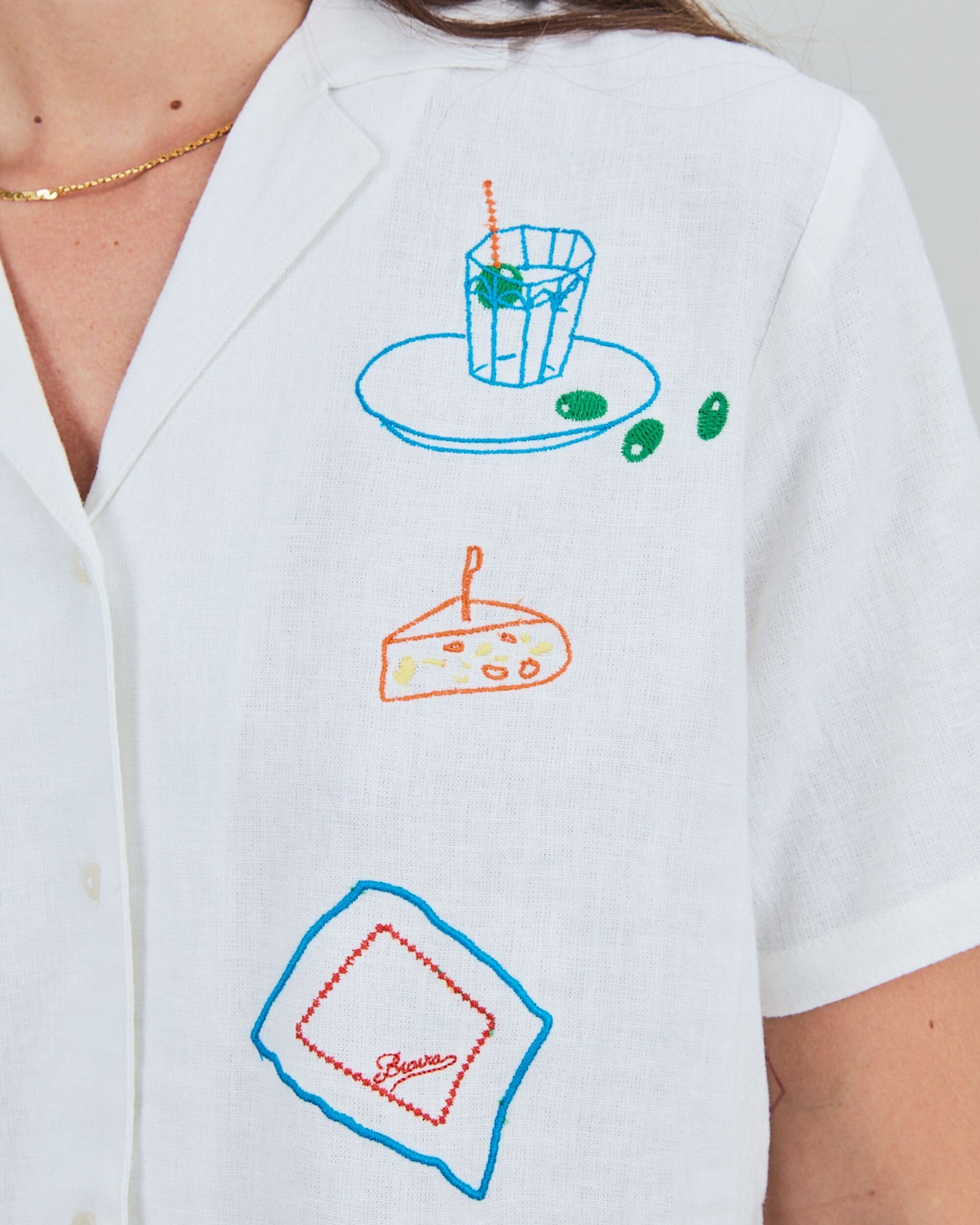 Chiringuito embroidery Aloha Blouse White