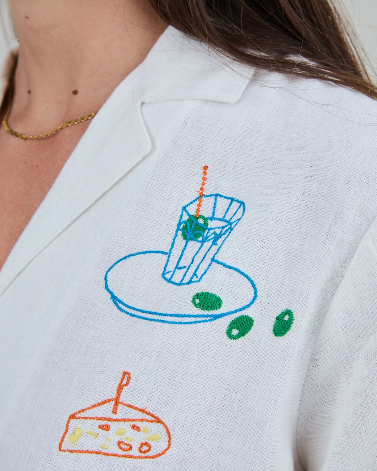 Chiringuito embroidery Aloha Blouse White