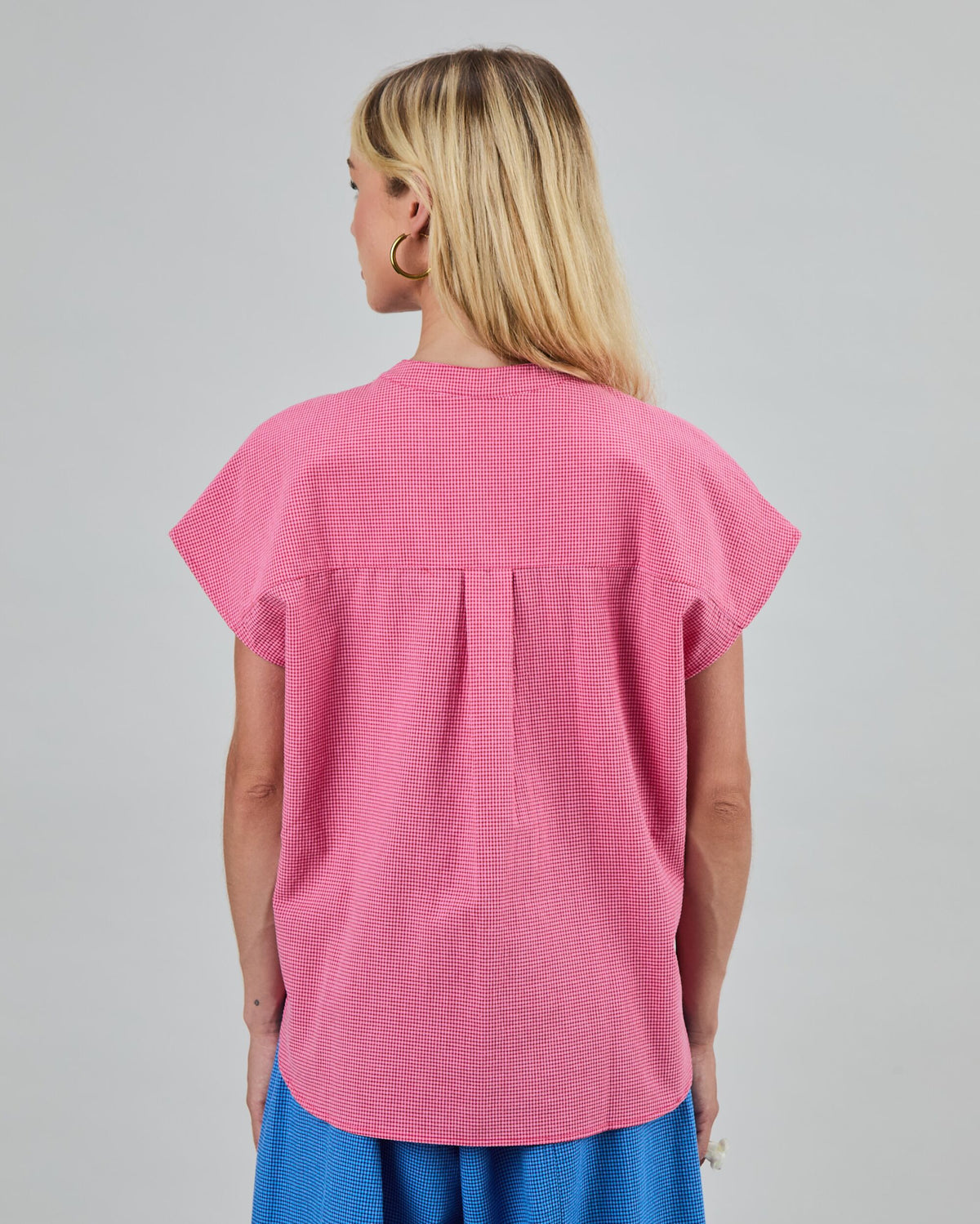 Checks Sleeveless Blouse Pink