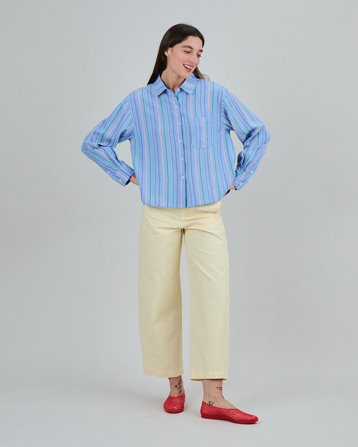 Stripes Boxy Blouse Blue
