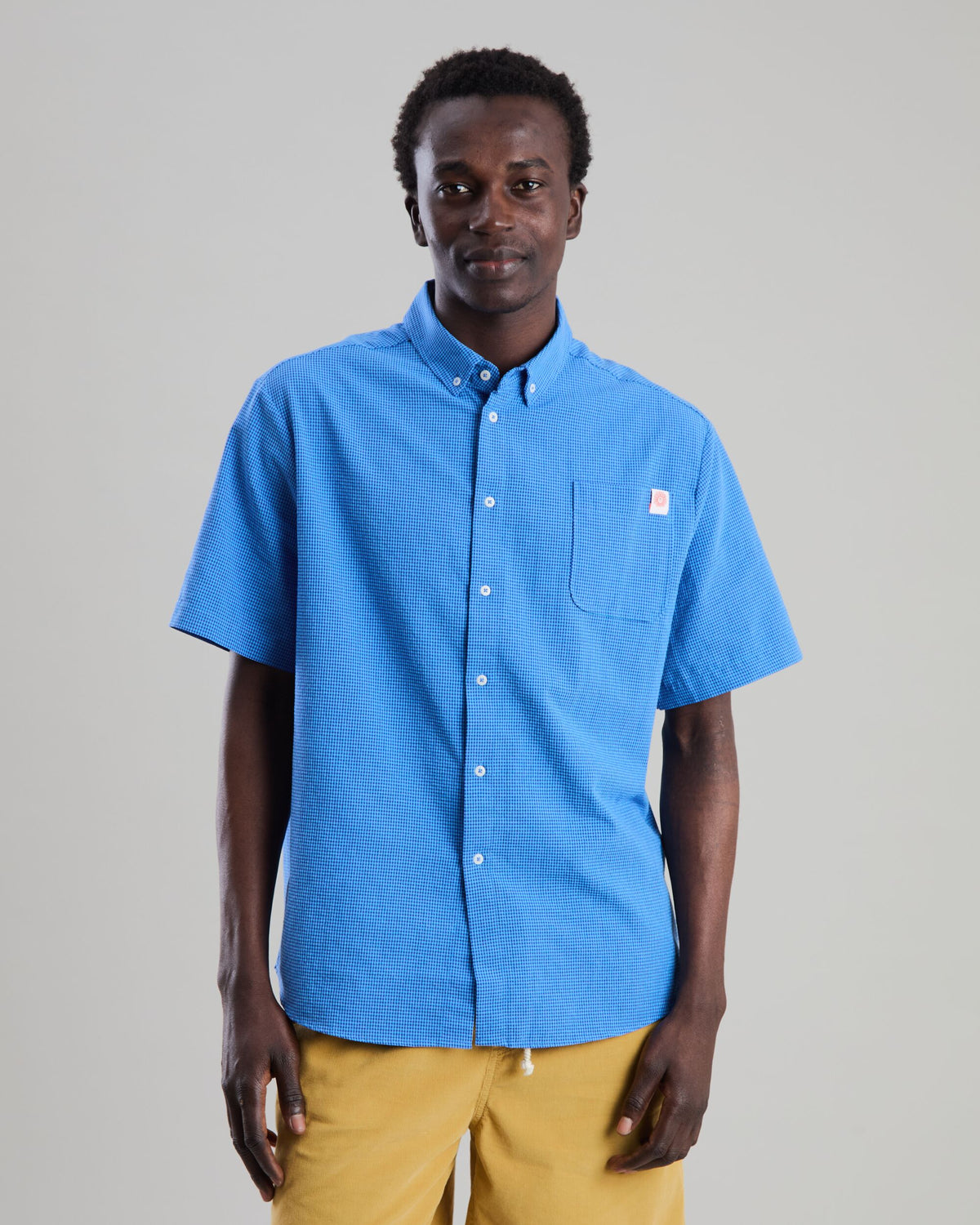 Asis Percales Daisy Checks Boxy Shirt Blue