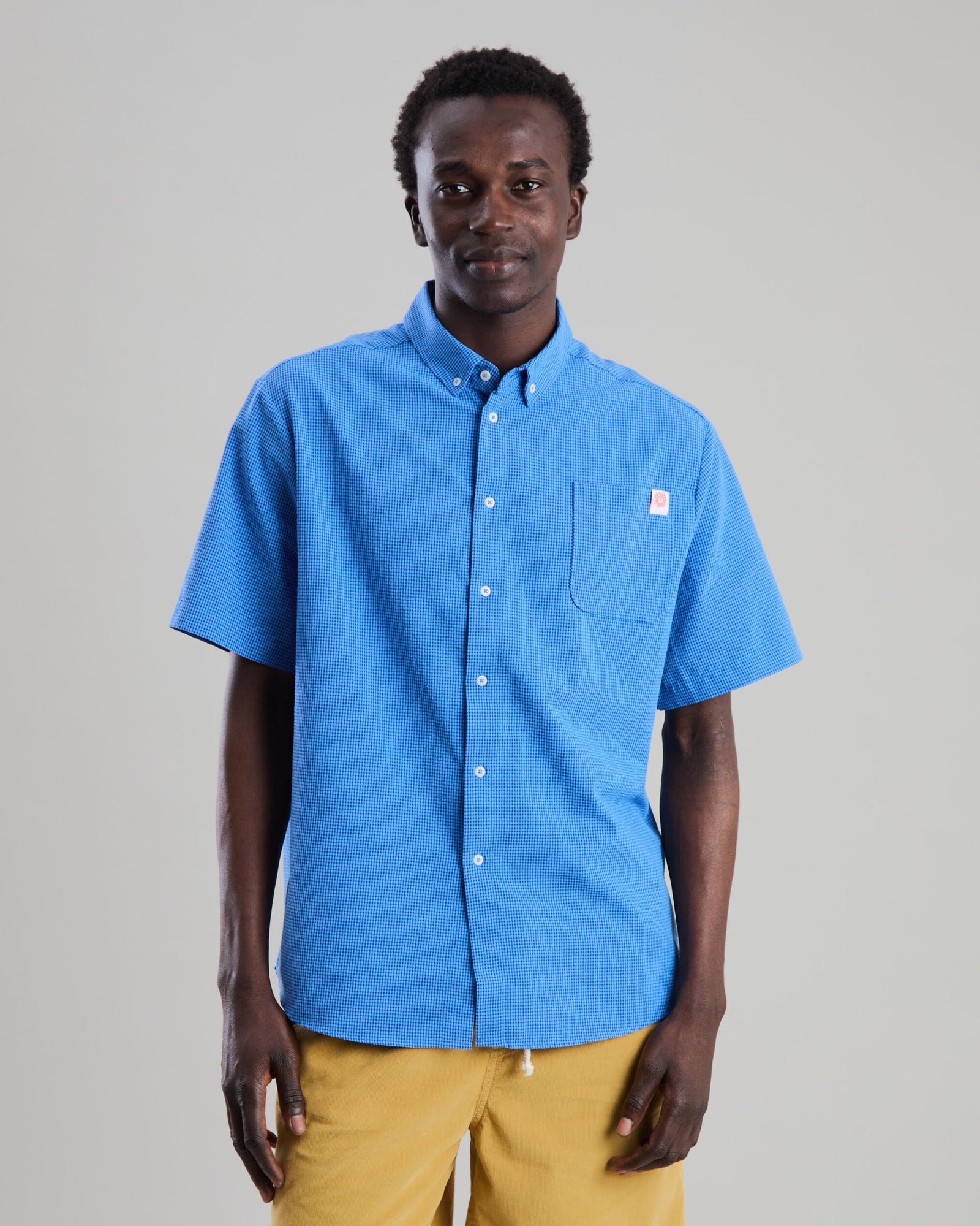 Asis Percales Daisy Checks Boxy Shirt Blue