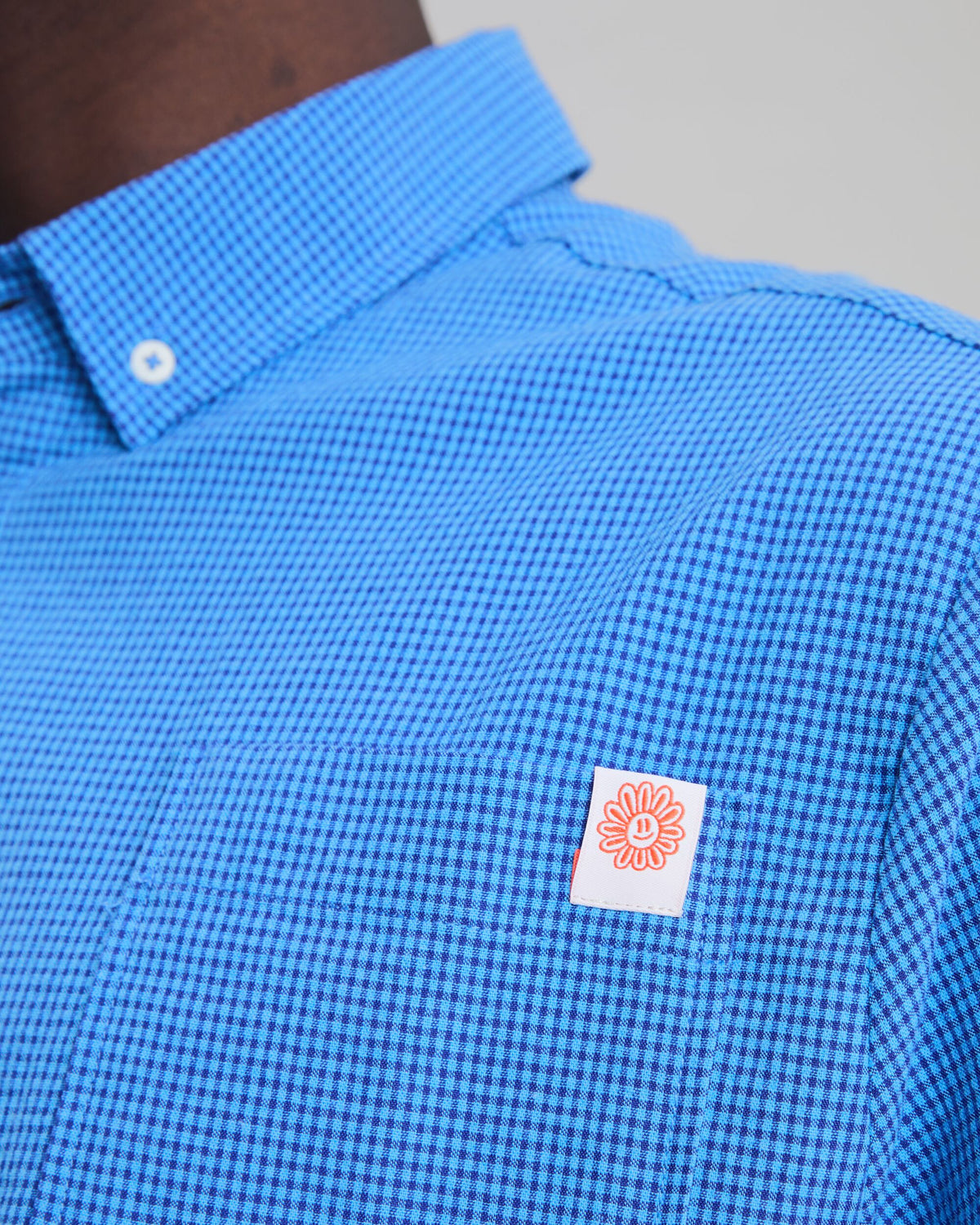 Asis Percales Daisy Checks Boxy Shirt Blue