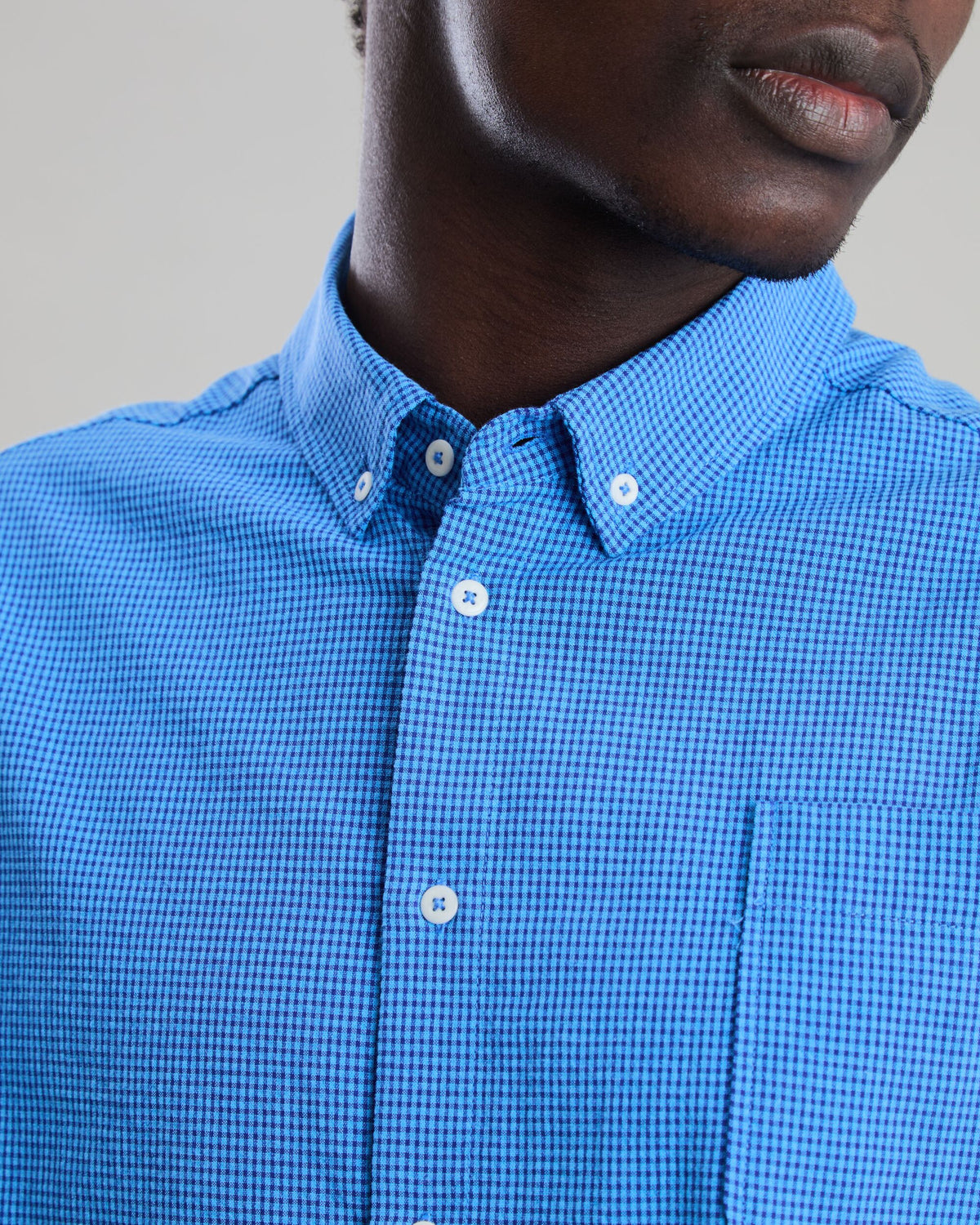 Asis Percales Daisy Checks Boxy Shirt Blue