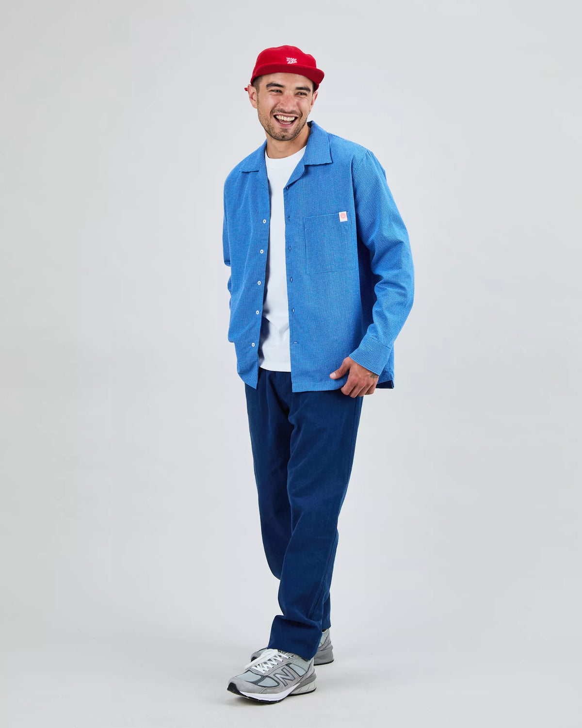 Asis Percales Daisy Checks Oversize Shirt Blue