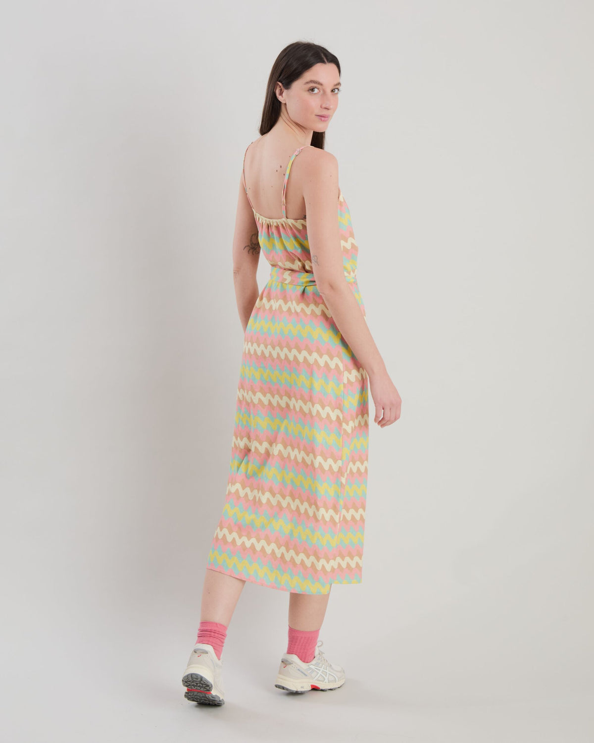 Pastel Wavy Stripes Strap Dress