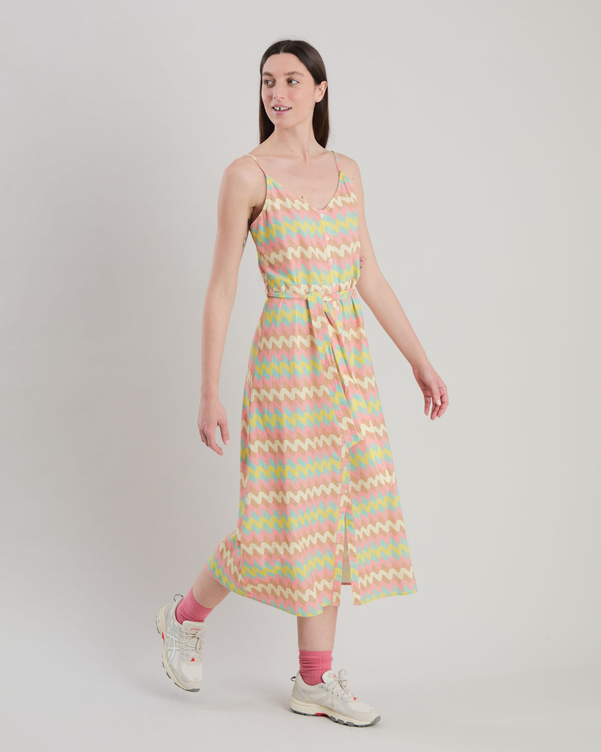 Pastel Wavy Stripes Strap Dress