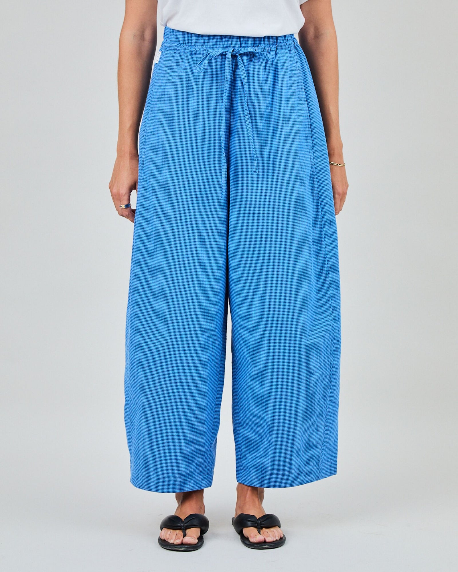 Checks Balloon Pants Blue