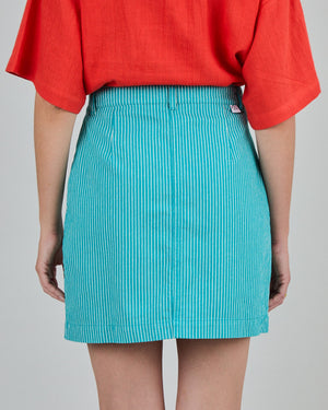 Denim Stripes Mini Skirt Green