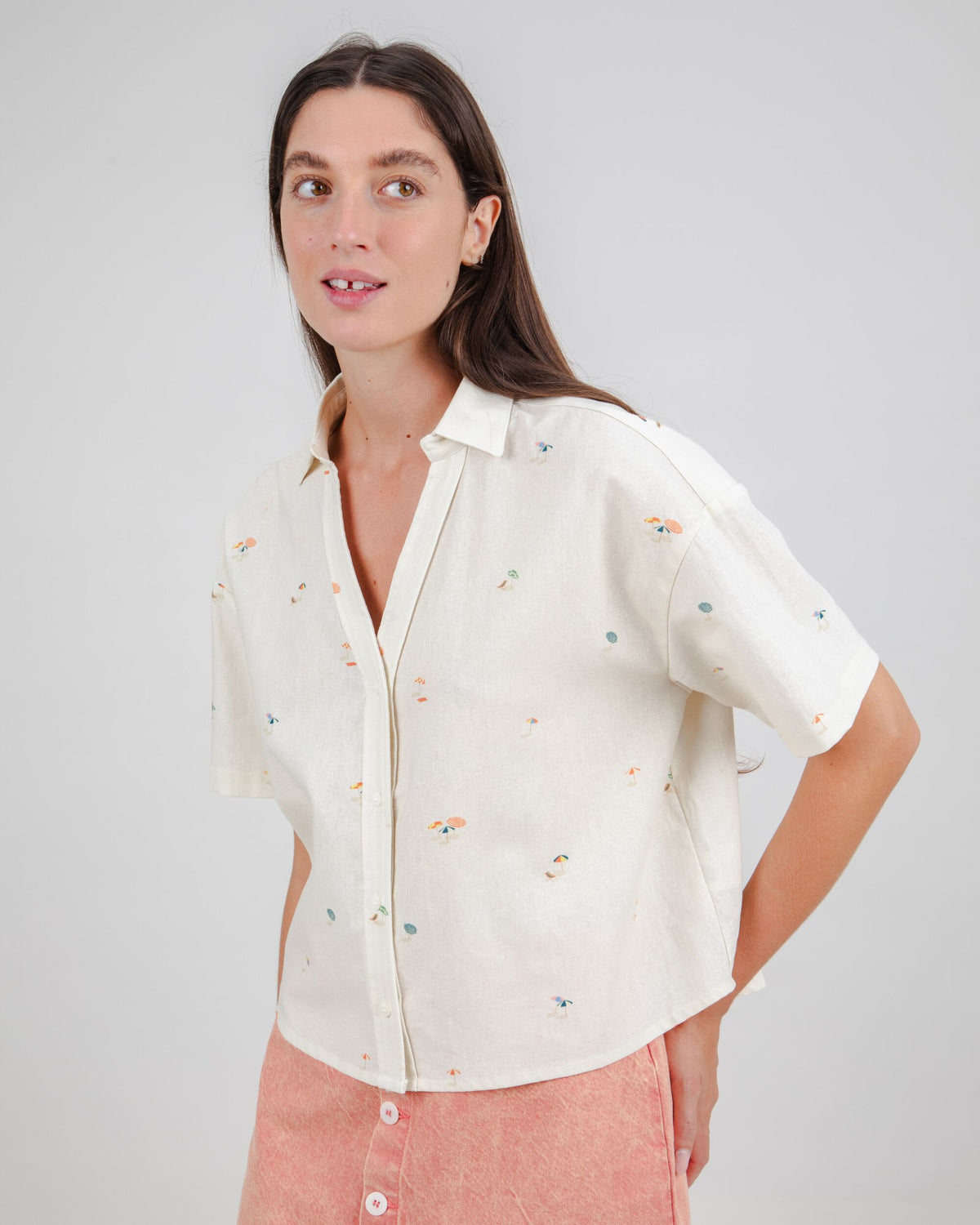 Beach Please Cropped Blouse Ecru