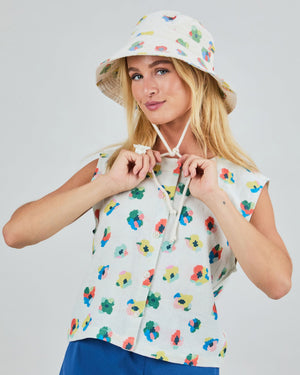 Mini flower bucket hat Ecru