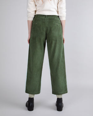 Corduroy Pleated Pants Stone Green