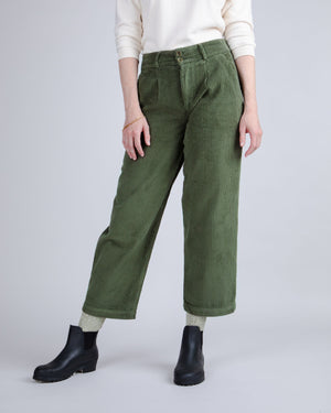 Corduroy Pleated Pants Stone Green