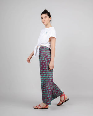 Asis Percales Heart Wide Leg Pant Light Morera