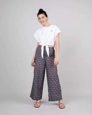 Asis Percales Heart Wide Leg Pant Light Morera