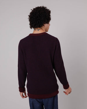 Contrast Wool Cashmere Sweater Bordeaux