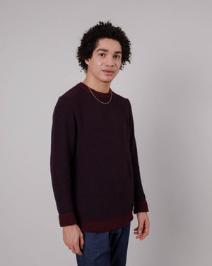 Contrast Wool Cashmere Sweater Bordeaux