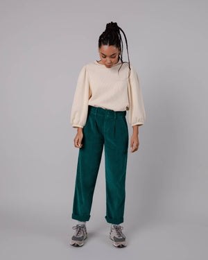 Corduroy Pleated Pants Sailing Green