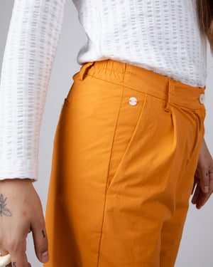 Elastic Pleated Chino Topaz