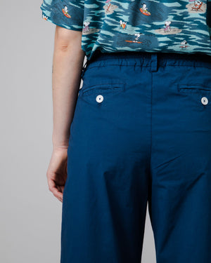 Elastic Pleated Chino Navy